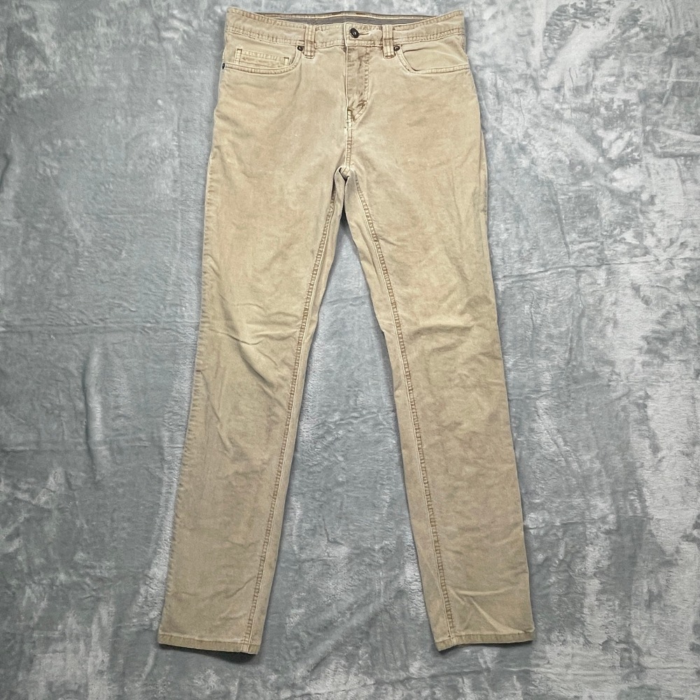 Prana Corduroy Pants Mens 30x32 Khaki Tan Slim Fit Organic Cotton Stretch